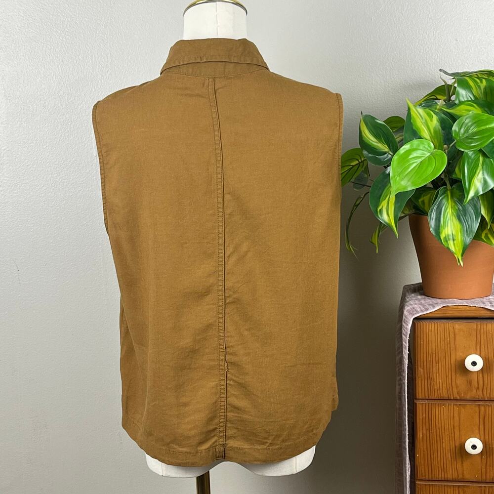 Alexander Jordan Brown Sleeveless Linen Blend Button Blouse Size Medium - Picture 3 of 11